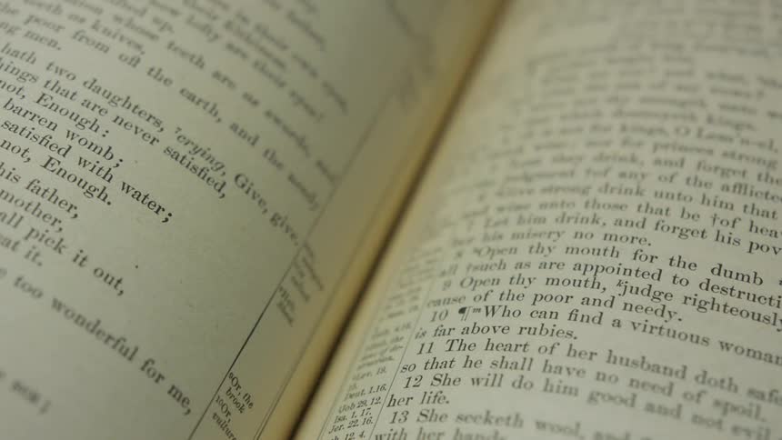 Light shines on an open bible