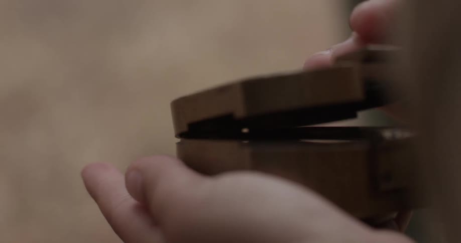 A person holding a compass