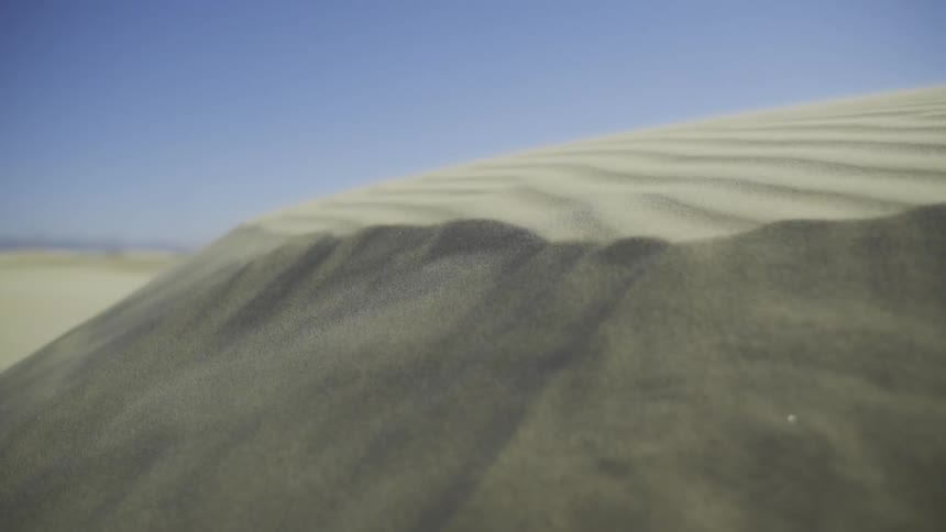 Sand flows across dunes in the desert