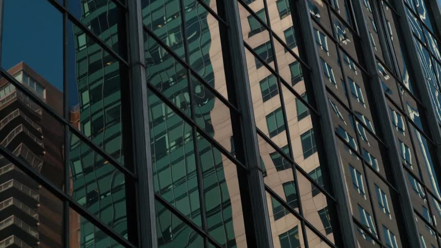 View of a reflection in the windows of a building