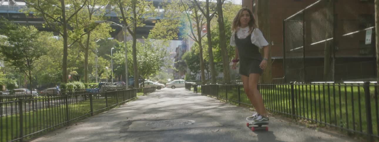Woman Skateboarding In New York
