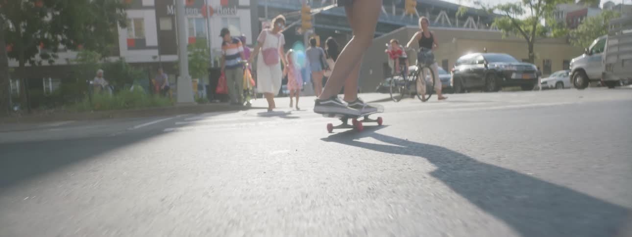 Woman Skateboarding In New York