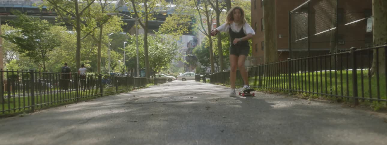 Woman Skateboarding In New York