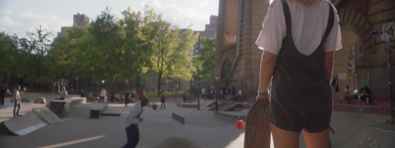Woman Skateboarding In New York