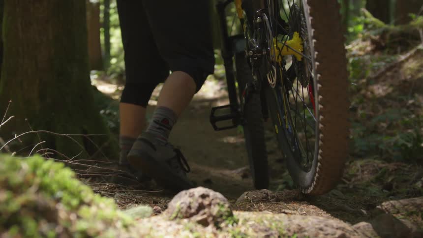 Man Mountain Biking In Forest