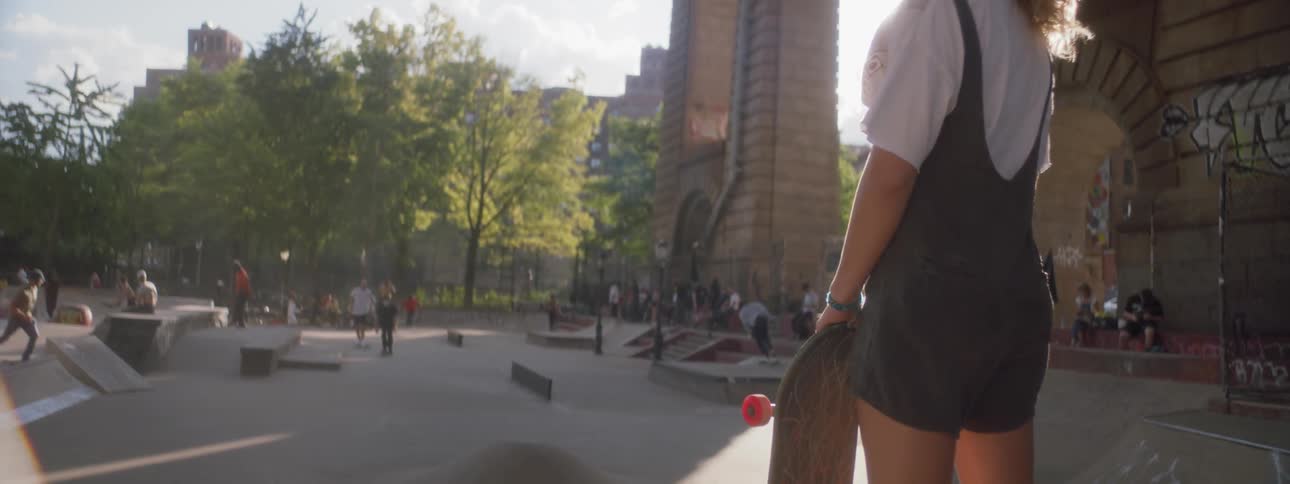 Woman Skateboarding In New York