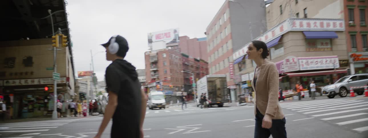 People crossing street in chinatown