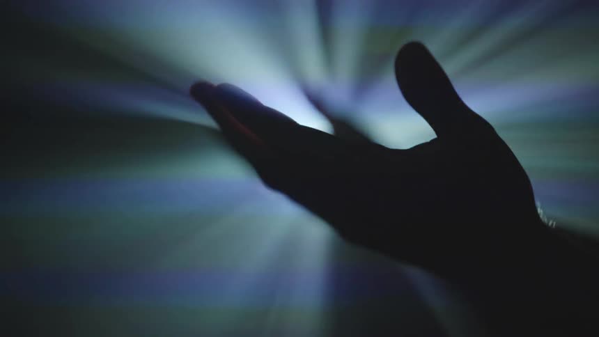 Man In Room With Abstract Lights