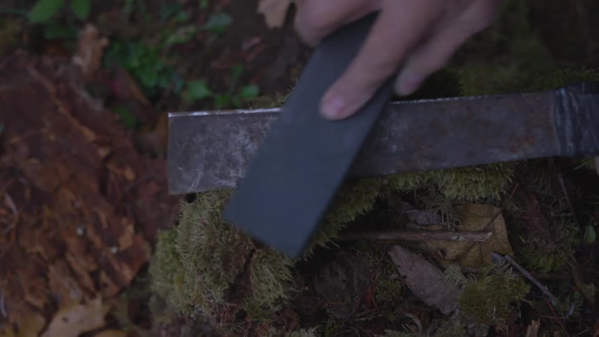 Man In Forest With Weapons