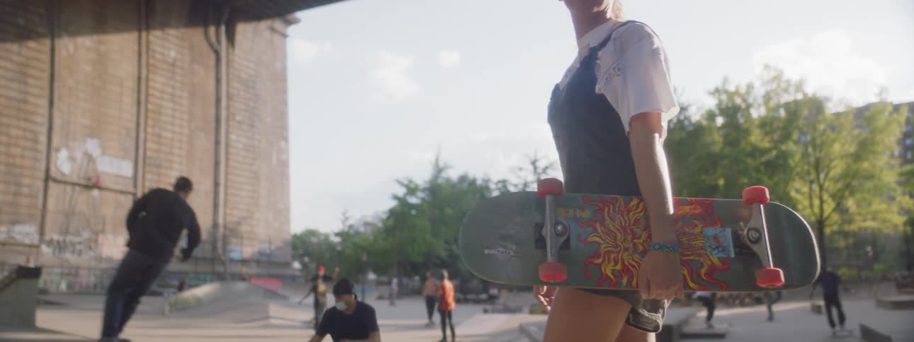 Woman Skateboarding In New York