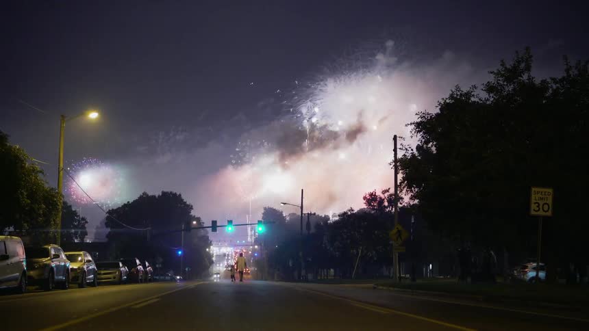 Fireworks In City