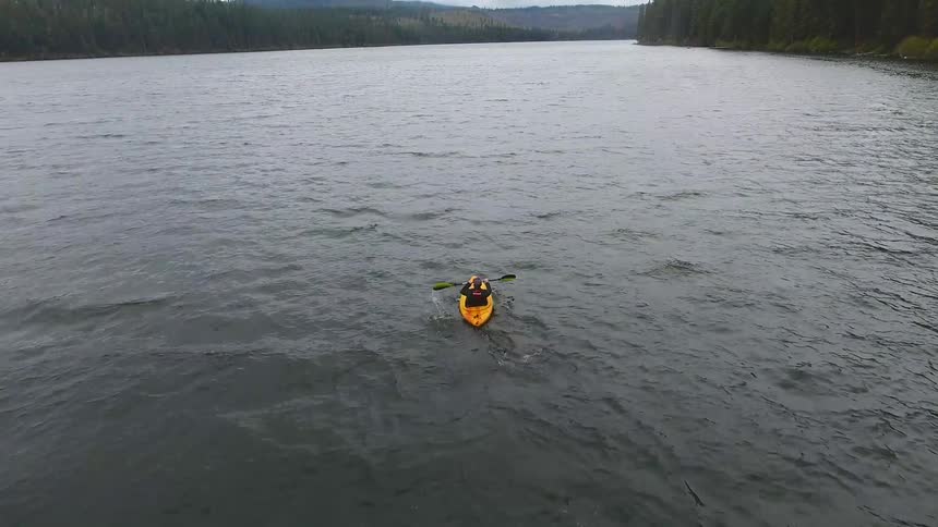 Man Kayaking On Lake
