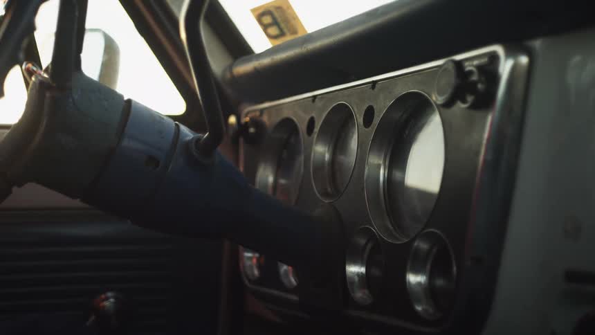 Inside of a pick up truck