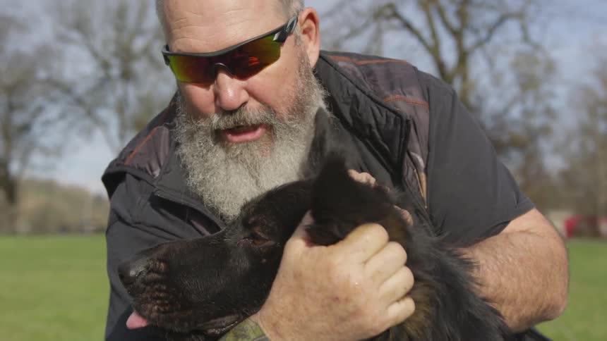 Man With Bible And Dogs