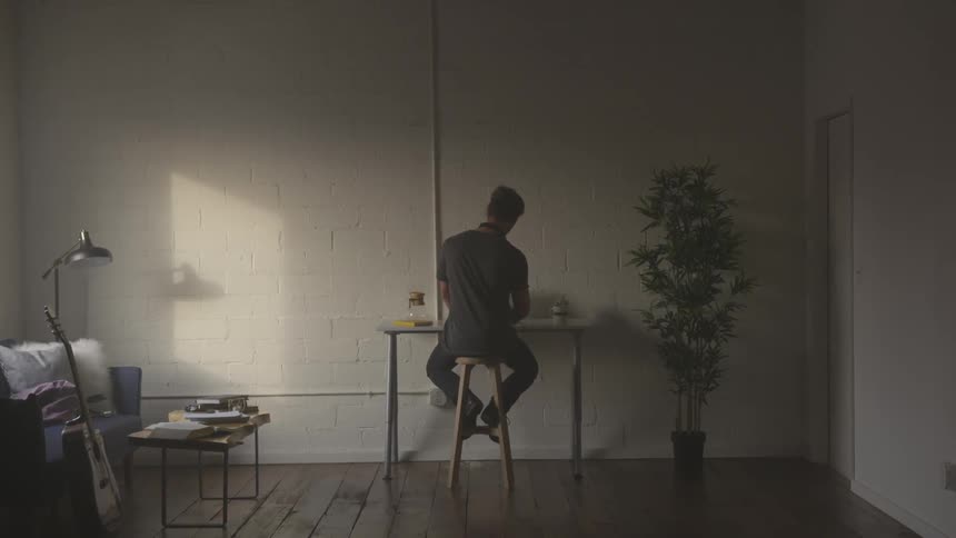 Musician In Small Apartment In New York City