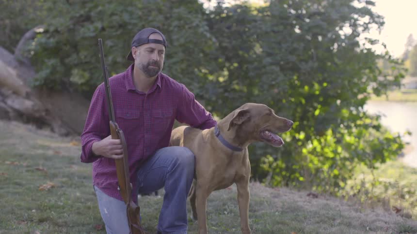 Man With Dogs At Home