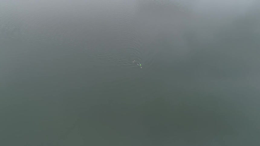 Man Swimming In Lake