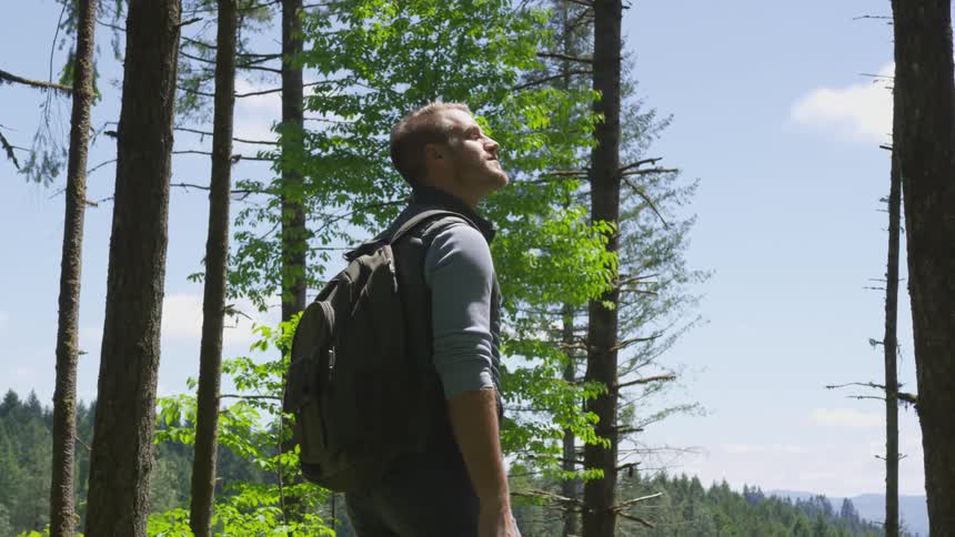 Photographer Hiking In Nature