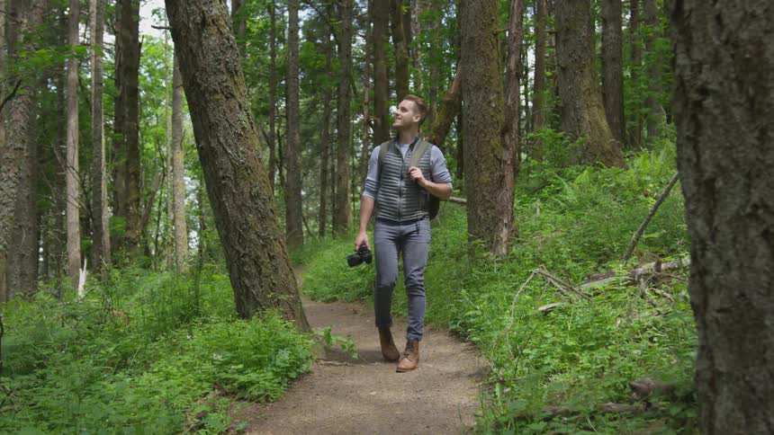 Photographer Hiking In Nature
