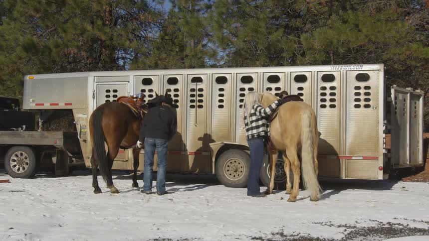 People Riding Horses In Snow