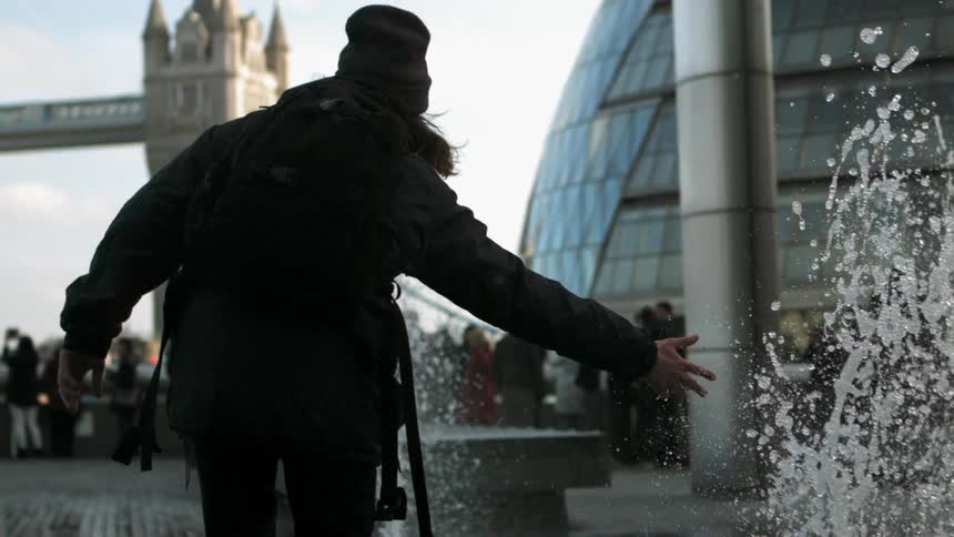 A person touching water
