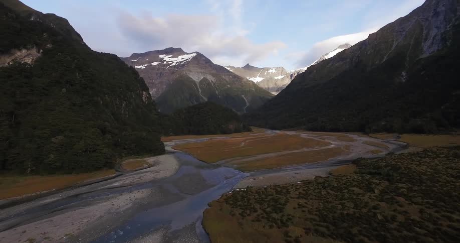 View of mountains and streams flowing through