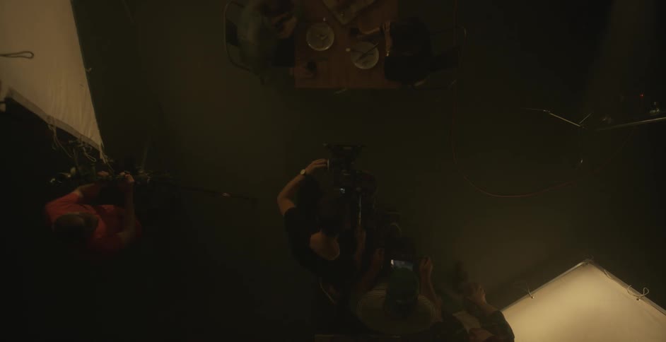 A scene is filmed in a tv or movie studio