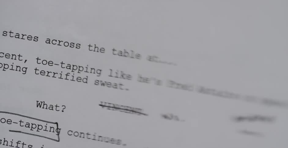 A script with many notes and revisions