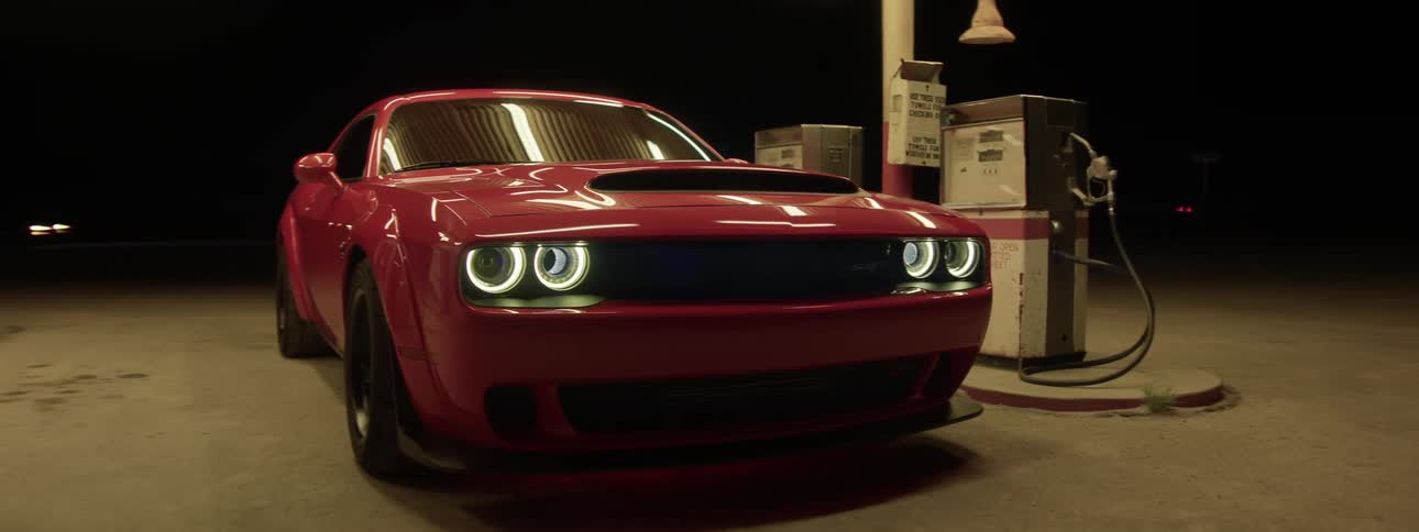 Muscle Car At Gas Station