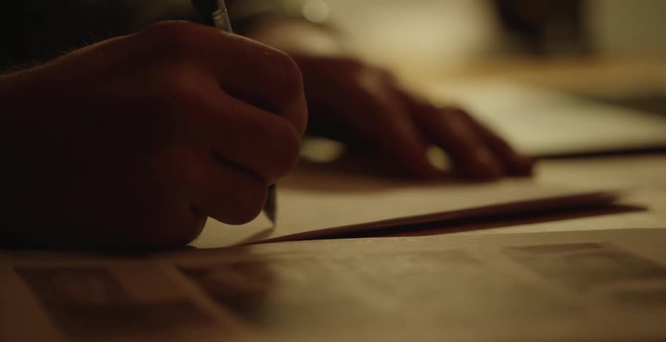 Close up of a hand writing
