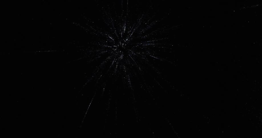 A drop of silver ink spreads out in black dye