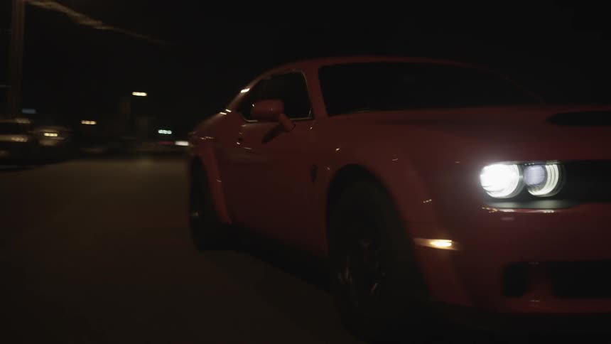 Muscle Car Driving At Night