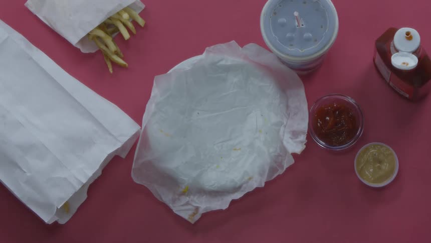 Person picks up a sandwich and takes a bite