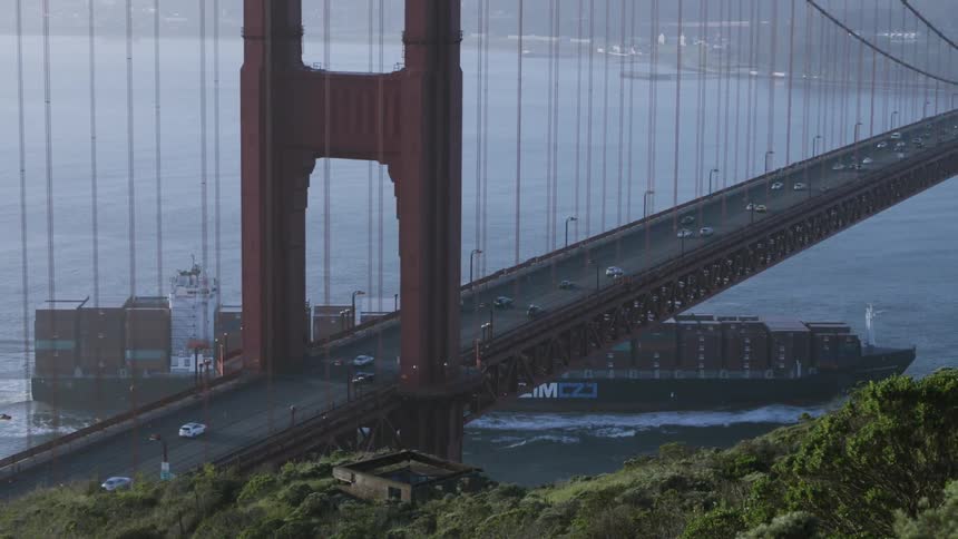 Cars driving on the golden gate bridge