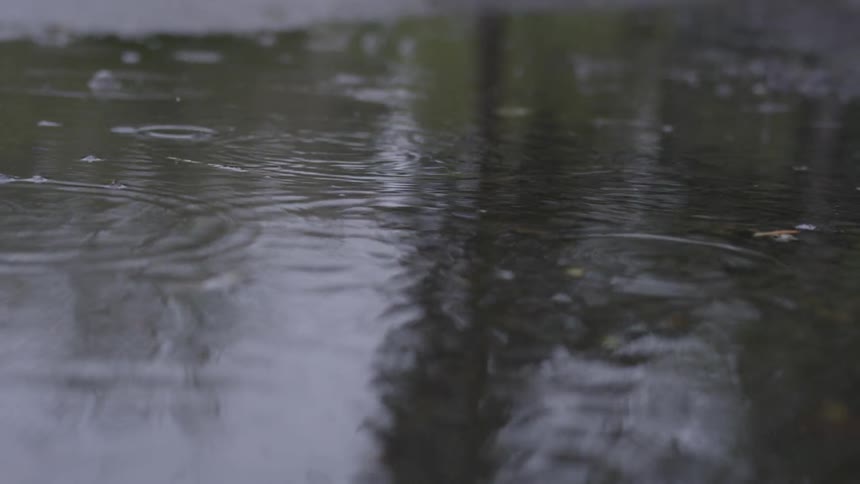 Rain falls on lake