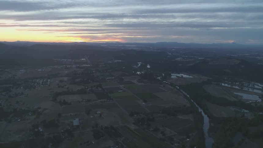 View of a rural landscape at dawn
