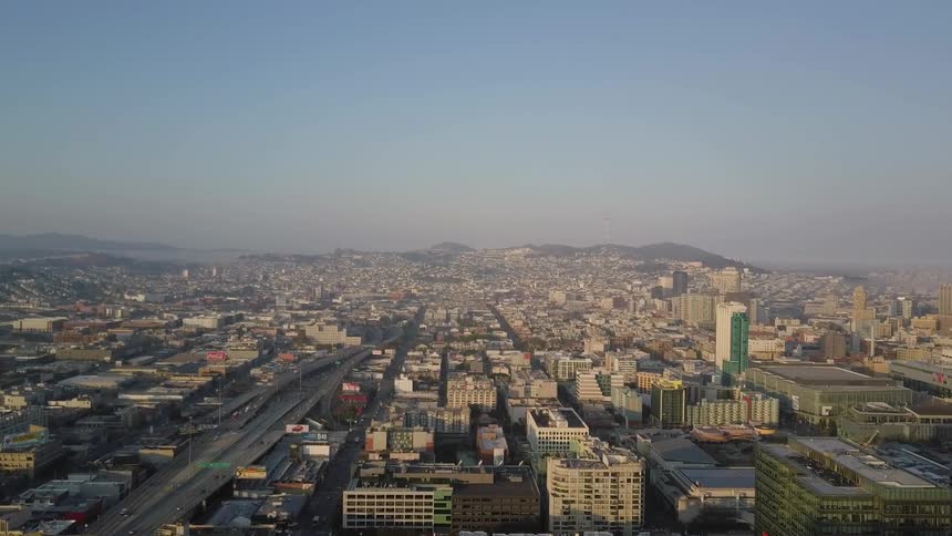 A large city that is seen from the air