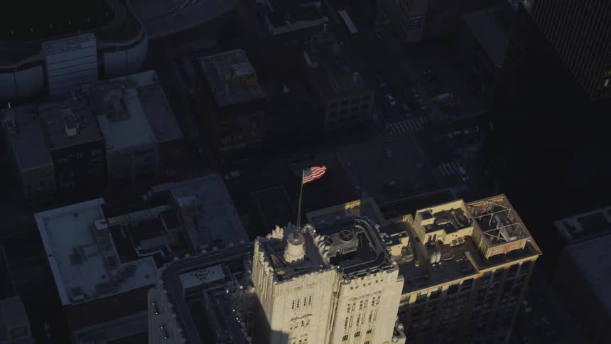 Aerial view of city blocks