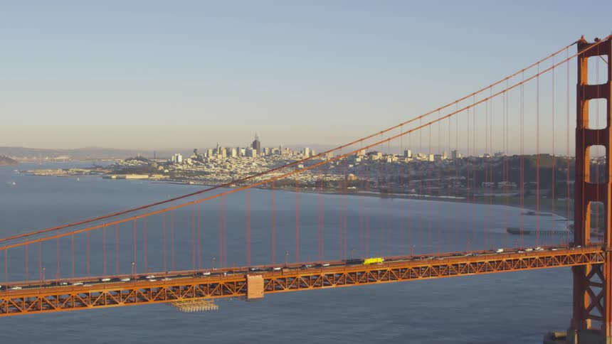 Large bridge over the ocean near the city