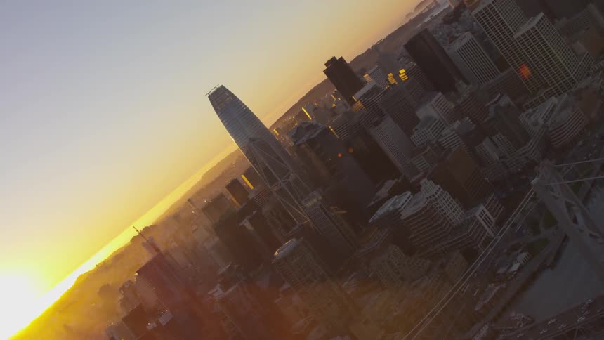 City view at the beginning of sunset