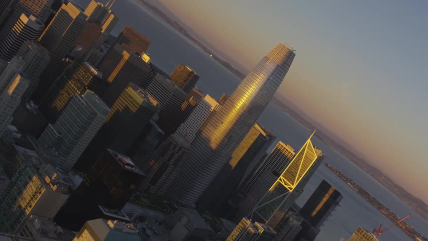 Tilted shot of a downtown city