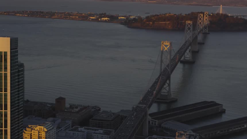 Panning shot of a city bridge