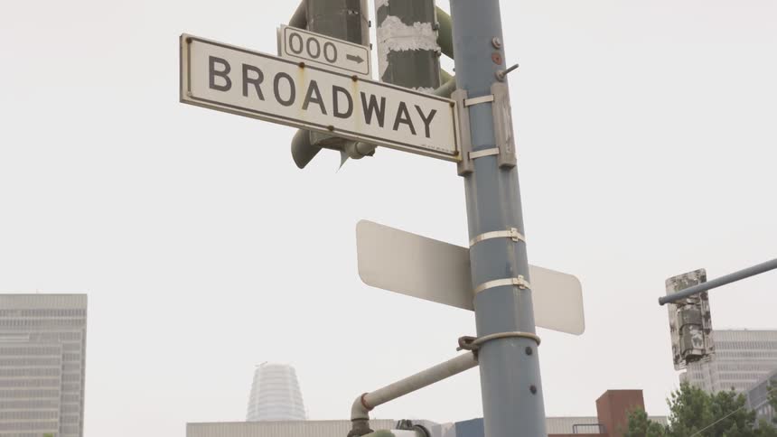 Broadway street sign at a road intersection