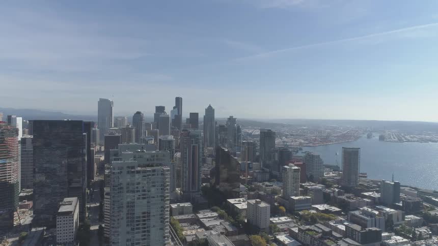 The buildings are tall in the downtown city