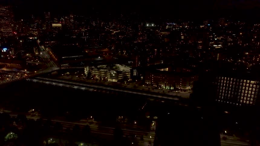 City lights illuminate the dark night