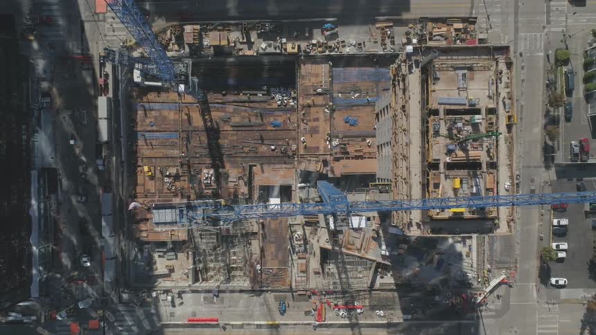 Building is under construction in a city