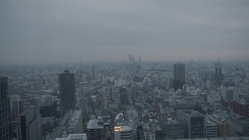 Large city covered in smog