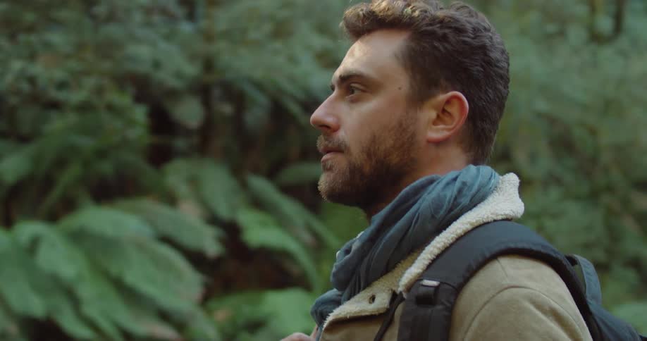 Man Exploring Waterfall