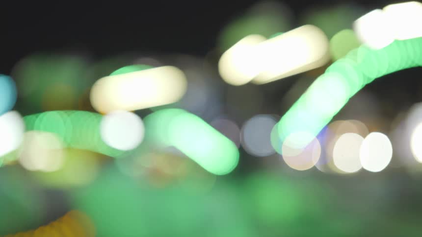 A bunch of blurry lights swirl across the frame