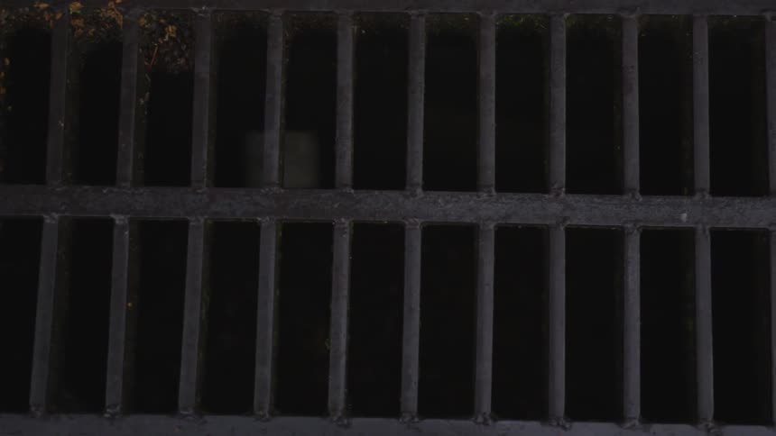 Close up view of sewer grate